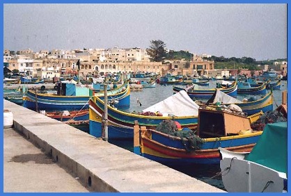 Colourful boats in Marsaxlokk Harbour